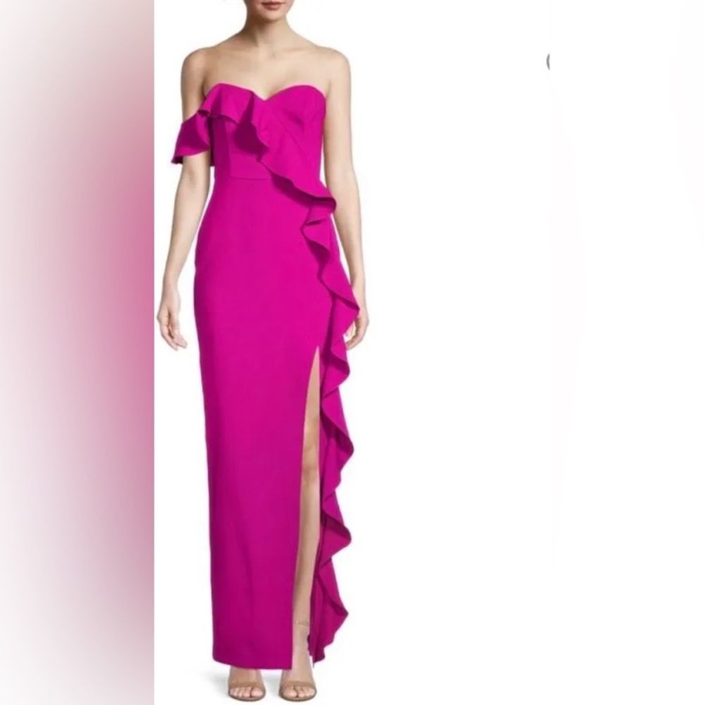 Aiden by Aiden Mattox Flounce Crepe Column Gown